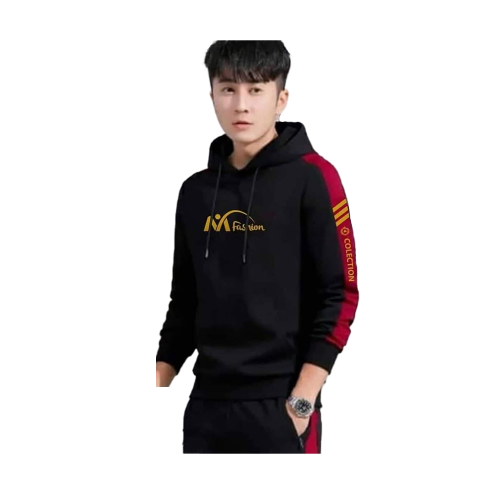 Stylish Hoodie Jacket - H-05 - Black And Maroon