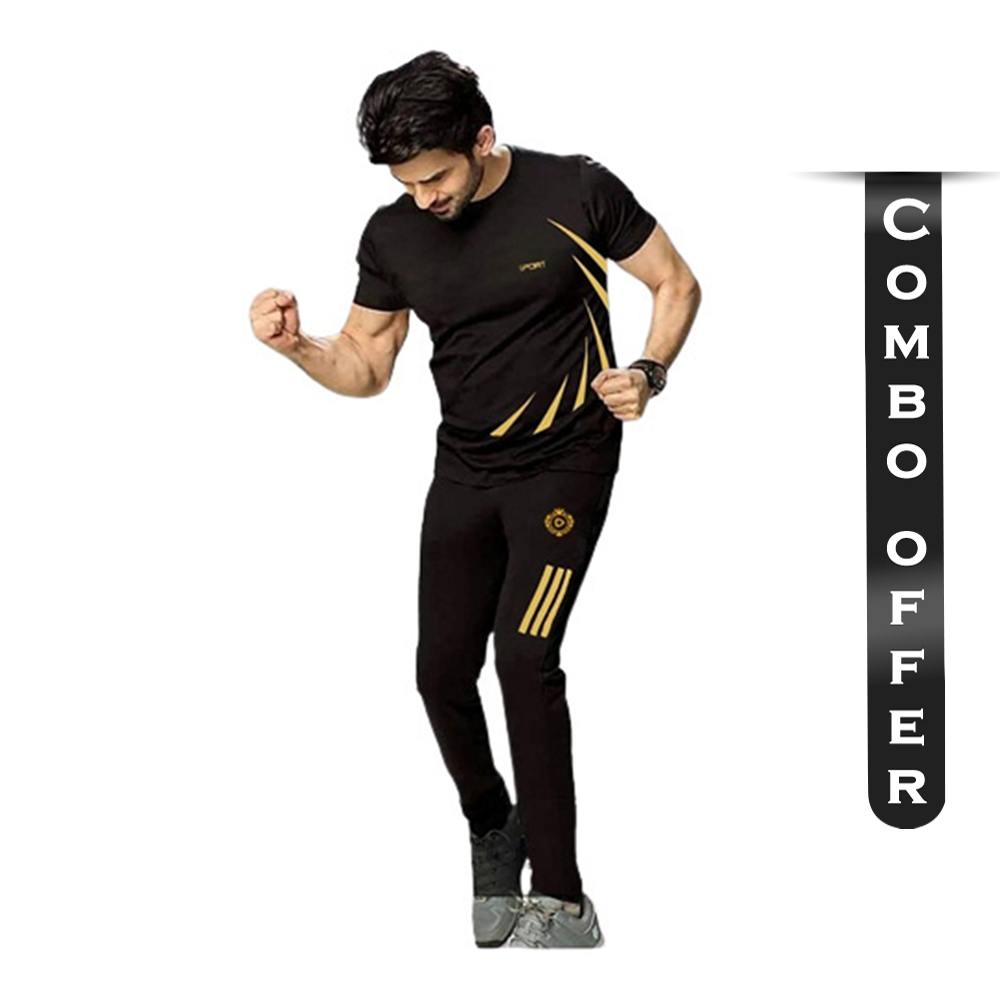 Combo of PP Jersey Full Tracksuit Set - Black - TF-05