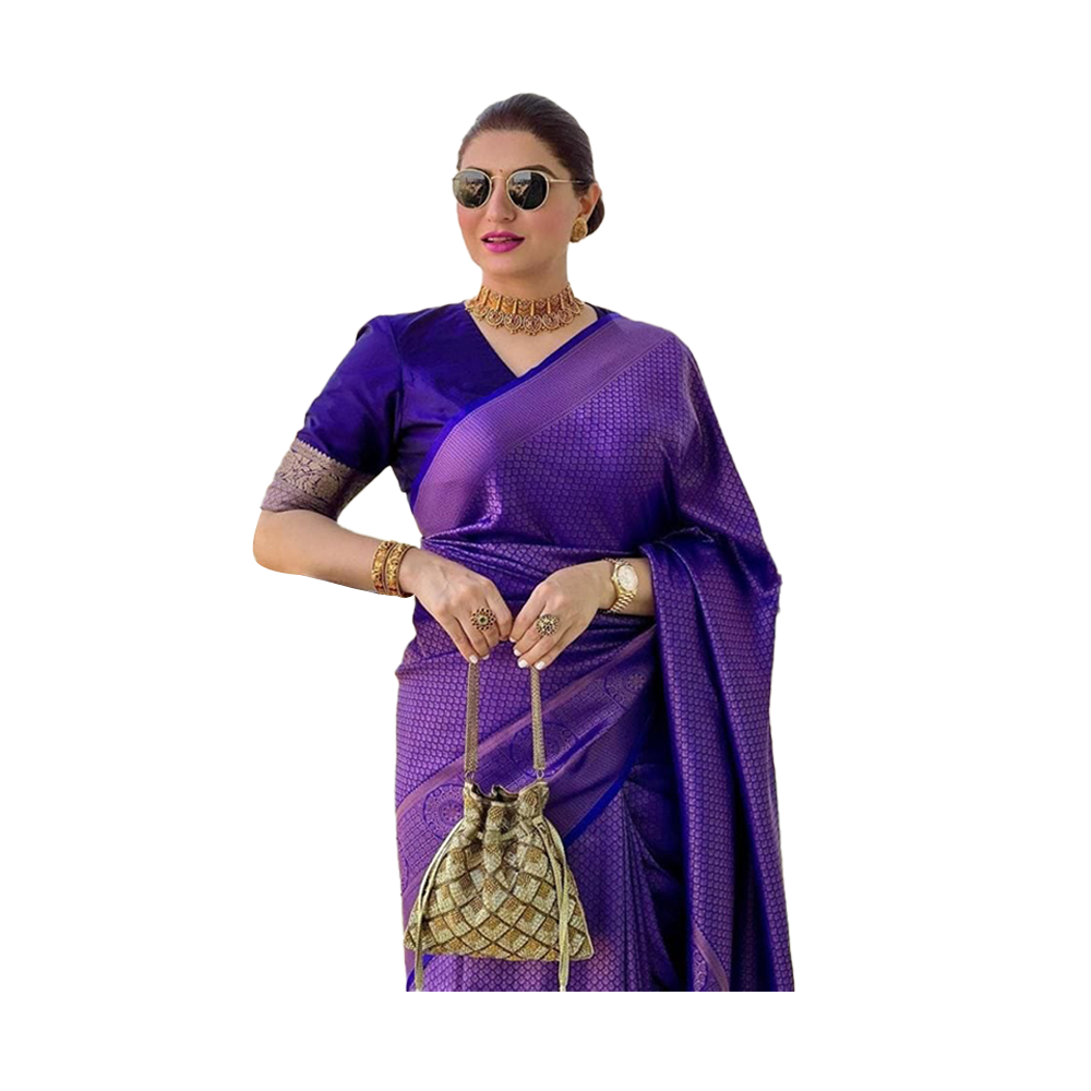 Proud PL-SE00042 Pure Soft Silk Saree For Women - Violet