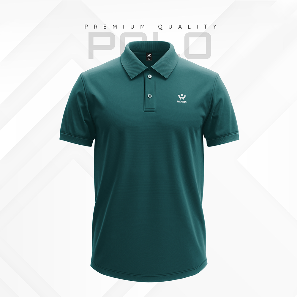 Poly Cotton Half Sleeve Polo For Men - Green - W18