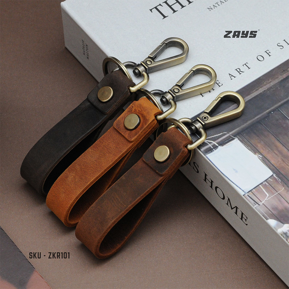 Zays Leather Keychain Key Ring - Multicolor - ZKR101