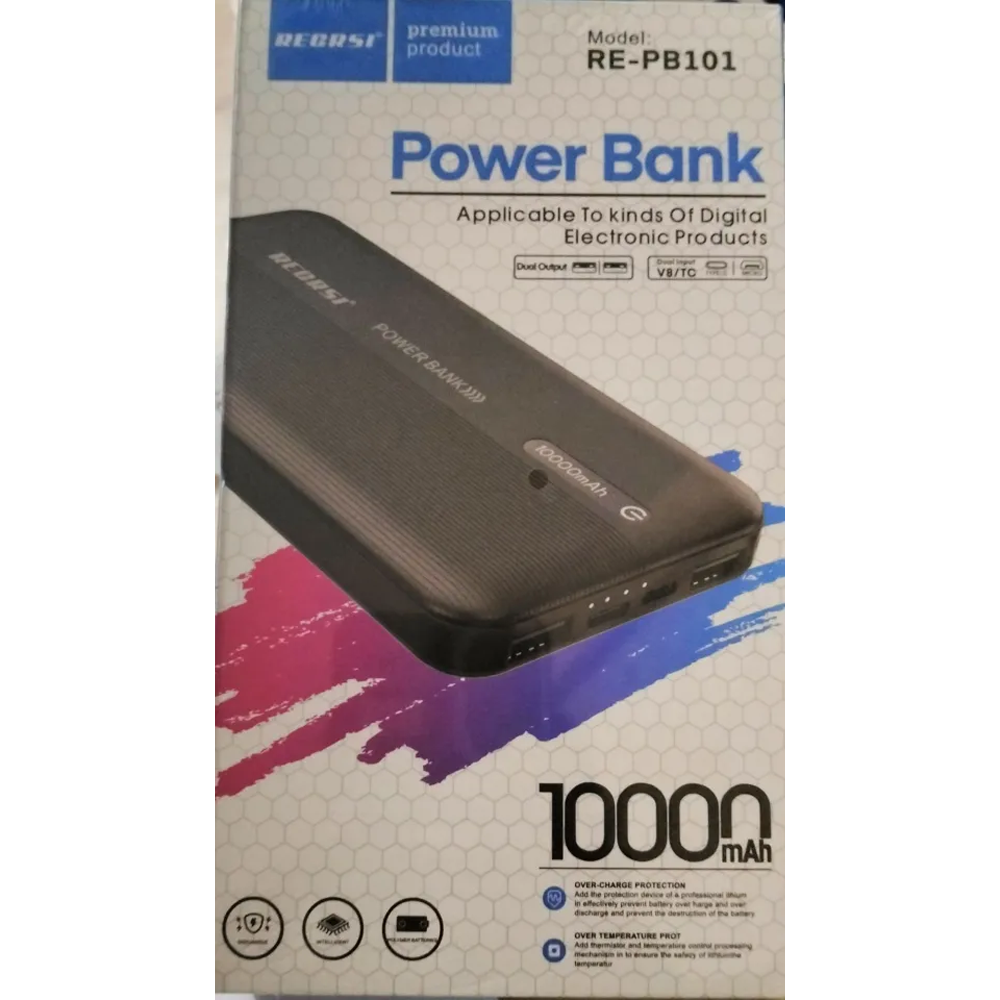 RECRSI RE-PB-101 Power bank - 10000mAh - Black