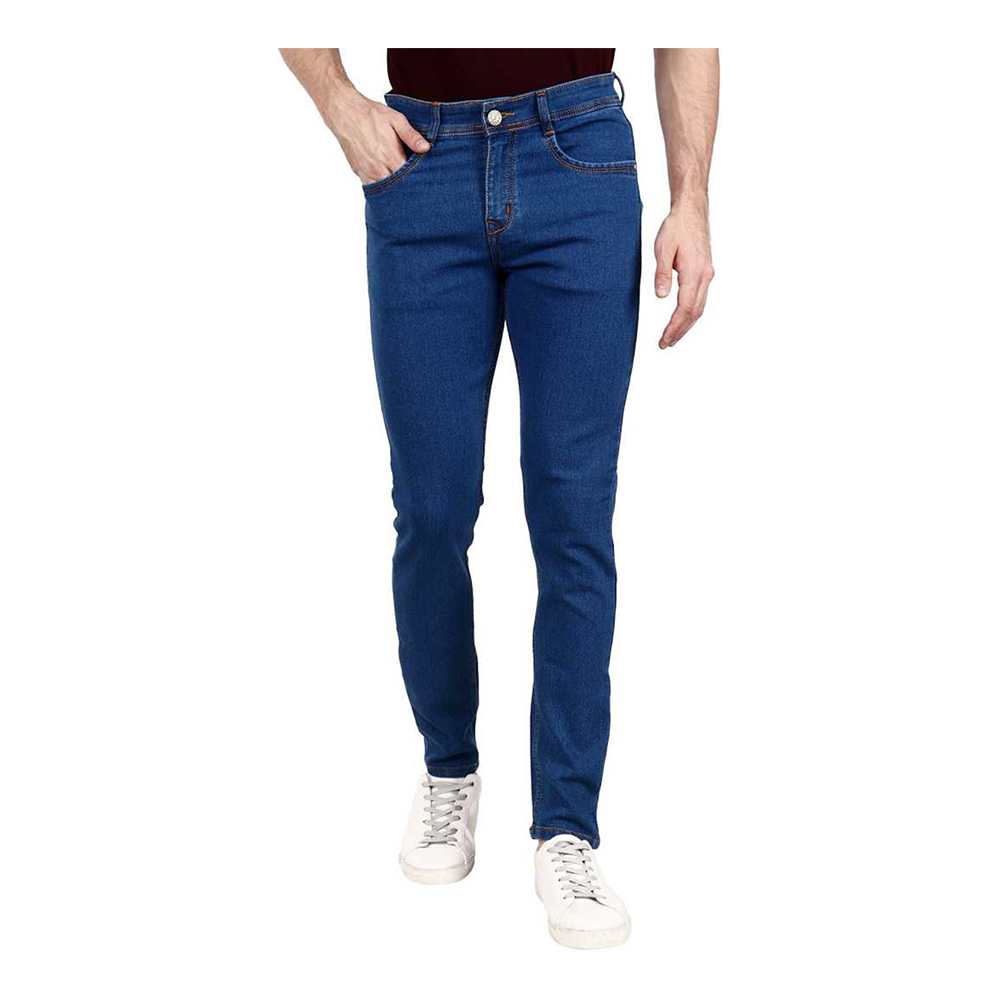 Cotton Semi Stretch Denim Jeans Pant For Men - Deep Blue - NZ-13032