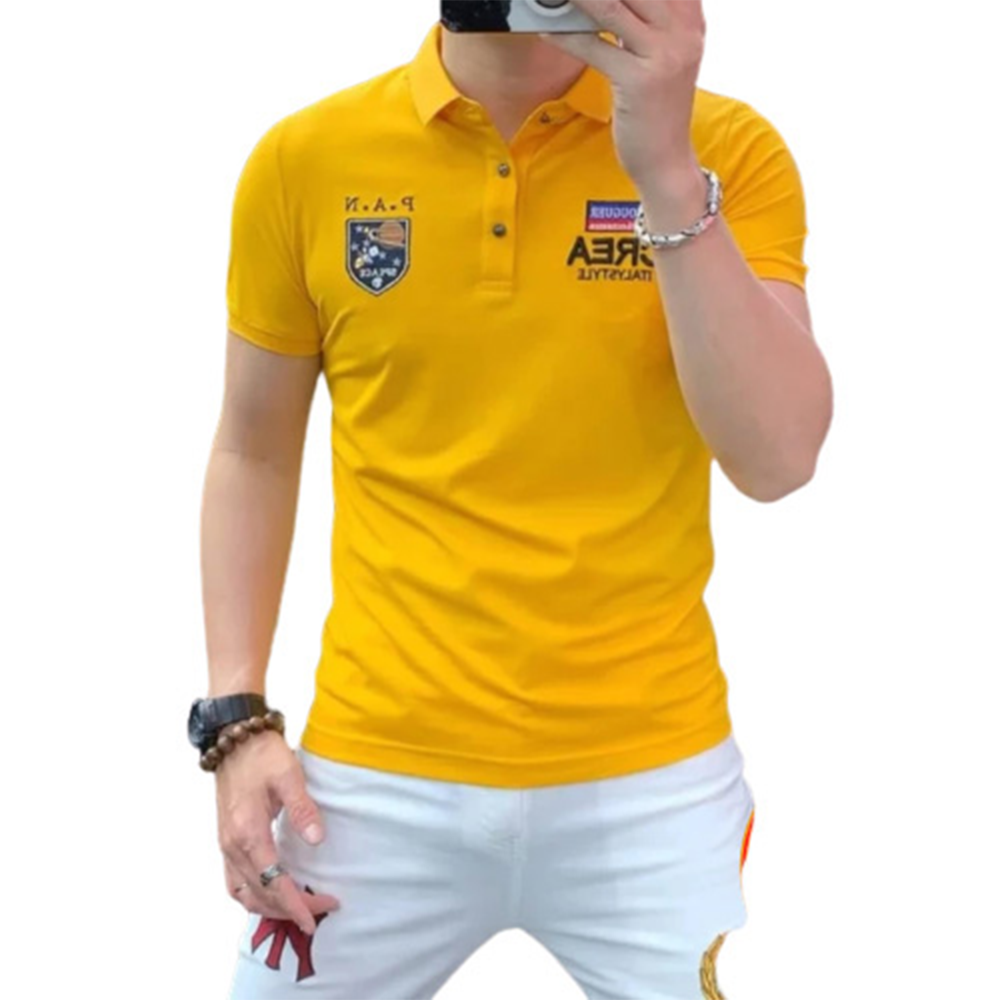 Pique Cotton Half Sleeve Polo Shirt For Men - Yellow - PT-185