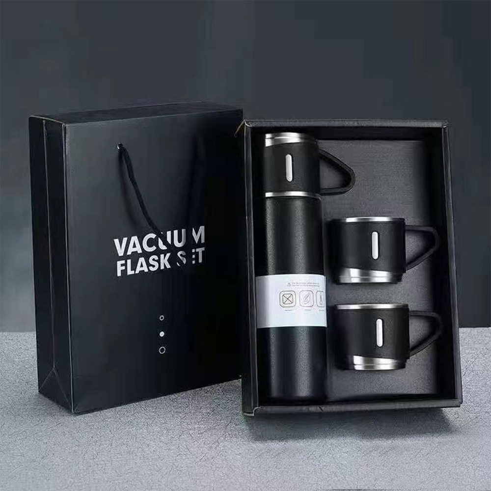 Stainless Steel Metal Water Vacuum Flask Bottle - 500ml - Black