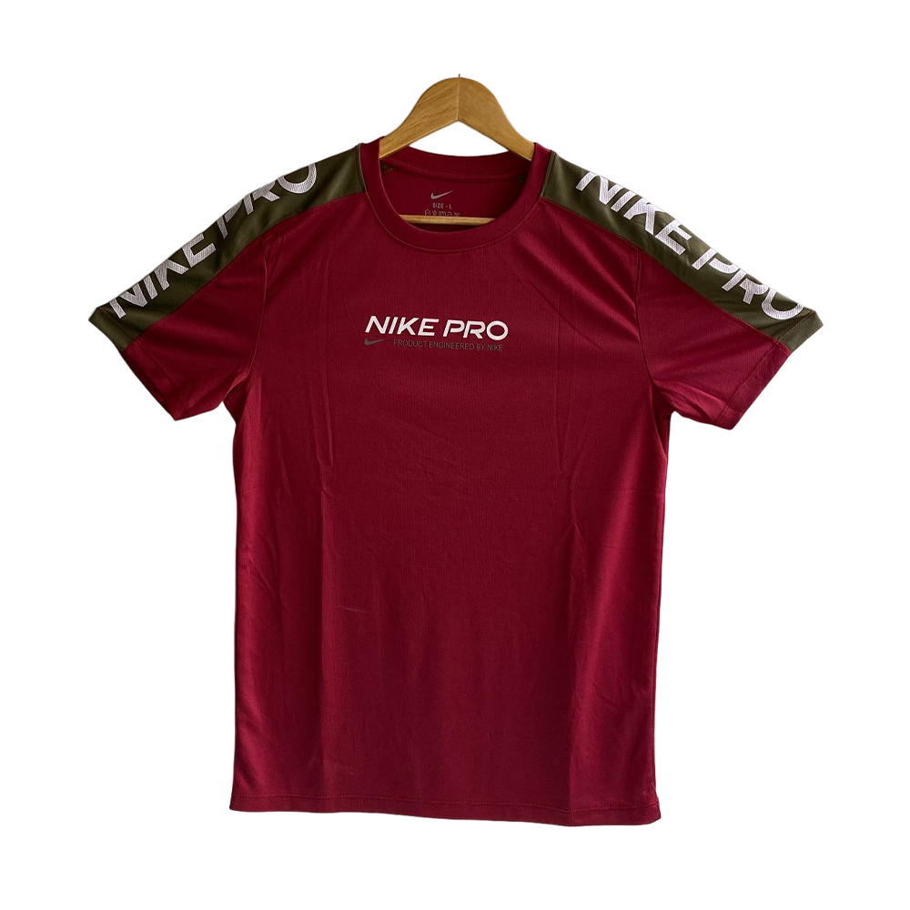 Mesh Half Sleeve T-Shirt For Me - Maroon Olive - NNIKM0TS024