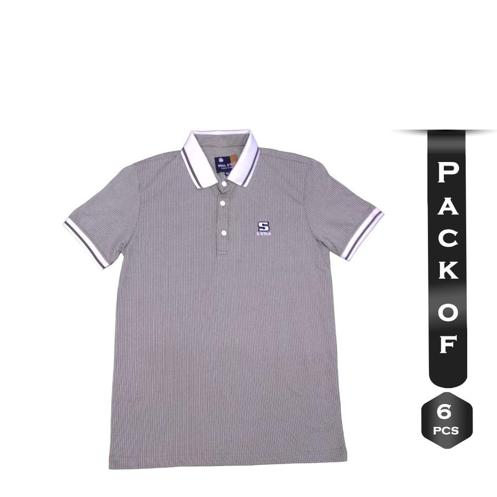 Pack Of 6 Pcs Cotton Polo For Men - Gray - 3.16