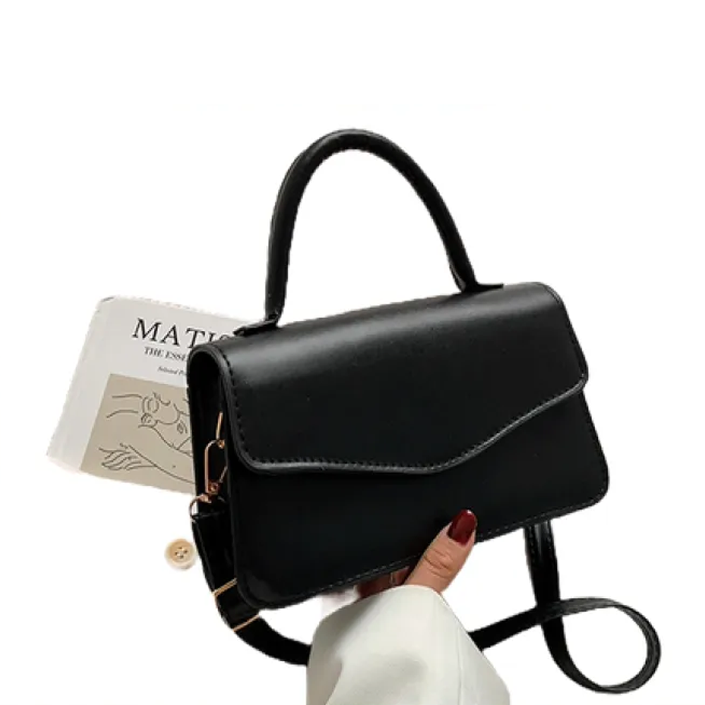 PU Leather Trendy Single Shoulder Messenger Bag for Women - Black 