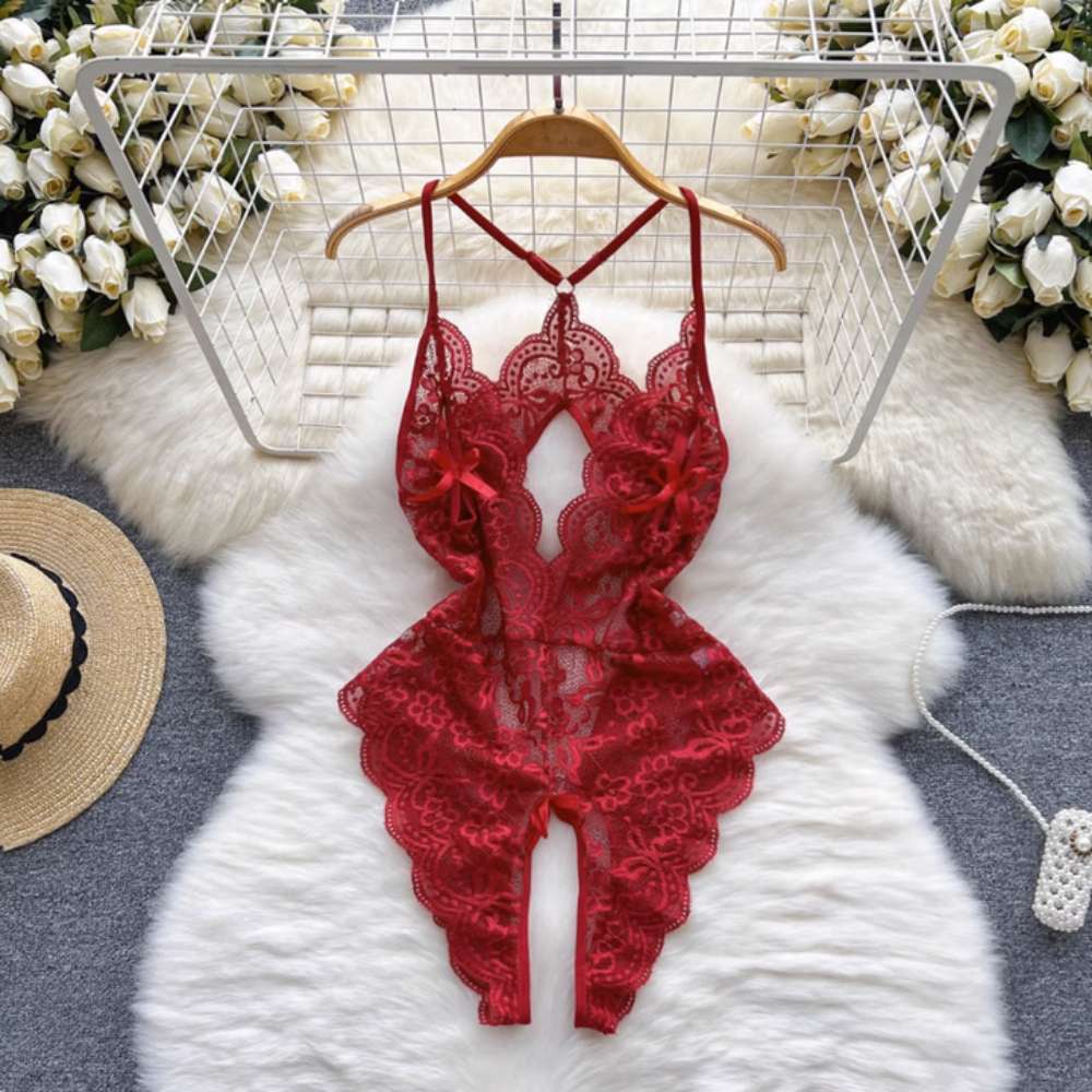 Spandex Push Up Lace Bra and Panty Set For Women - Red - BR-14
