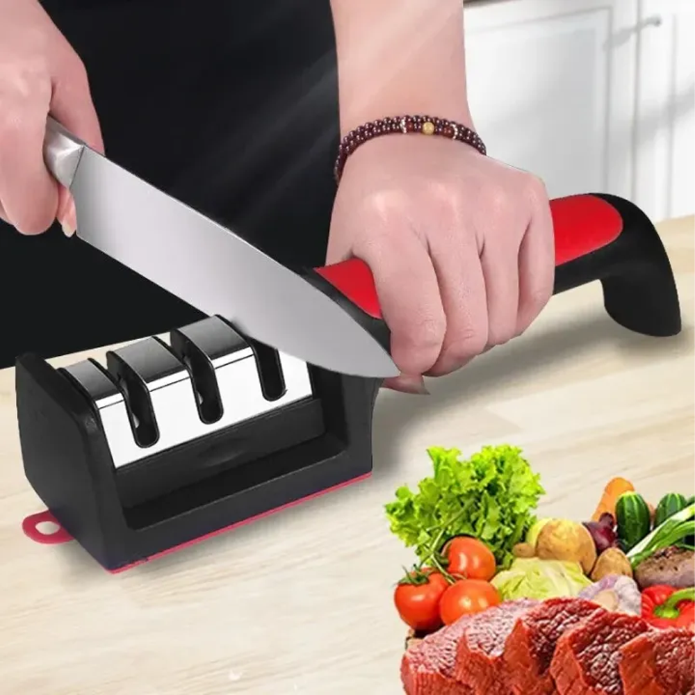 Stainless Steel Knife Sharpener - Red
