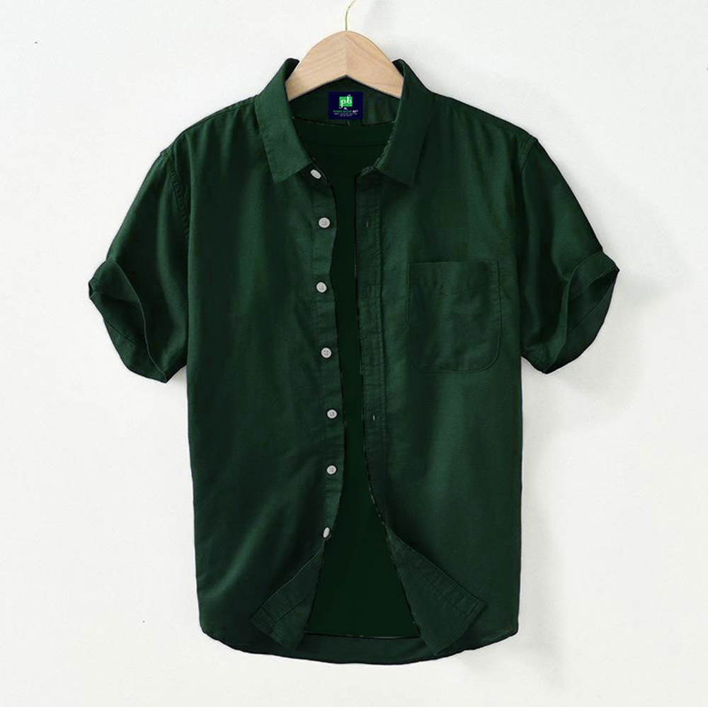 Cotton Half Sleeve Shirt For Men - Green - MS-58