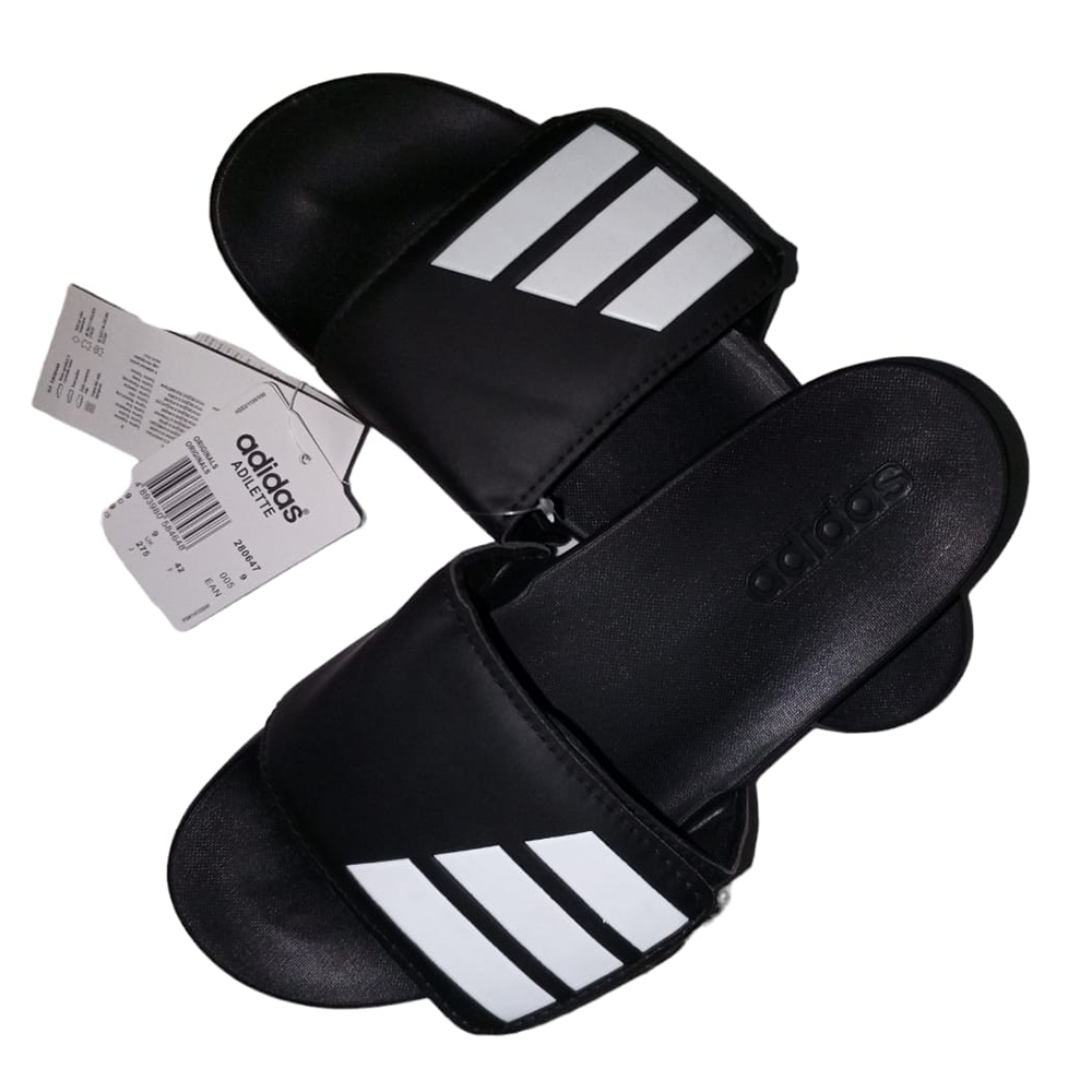 Adidas men's black store slippers