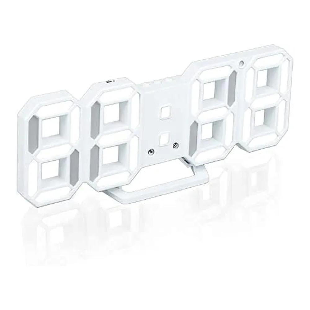 Aookay 3D LED Wall Clock Digital Display Wall Clock - White