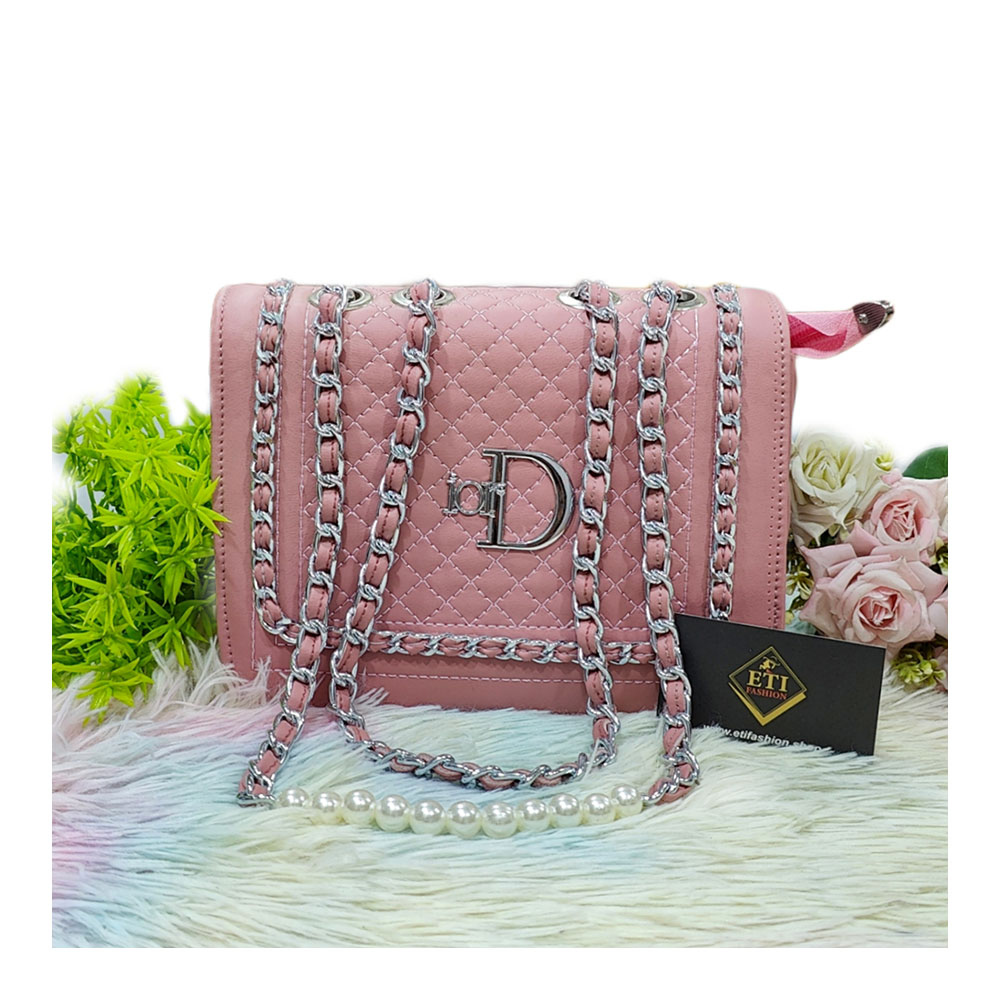 PU Leather Shoulder Bag for Women - Pink - EF021