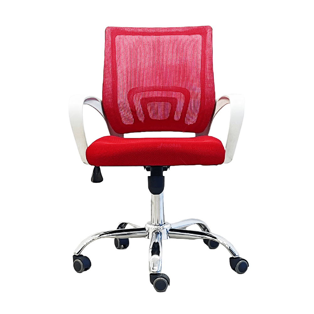 Fabric and Plastic Comfort Office Chair - White and Red