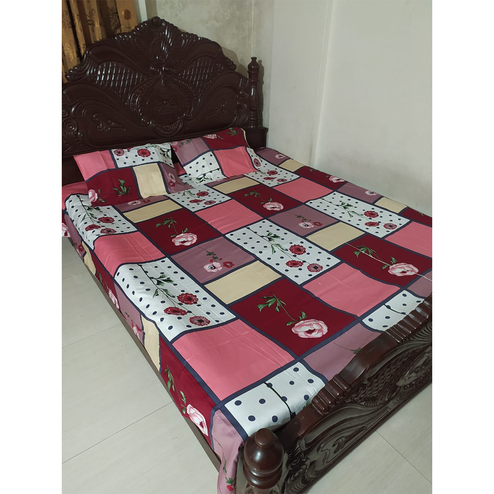 Twill Cotton King Size Double Bed Sheet - Multicolor - BT 15