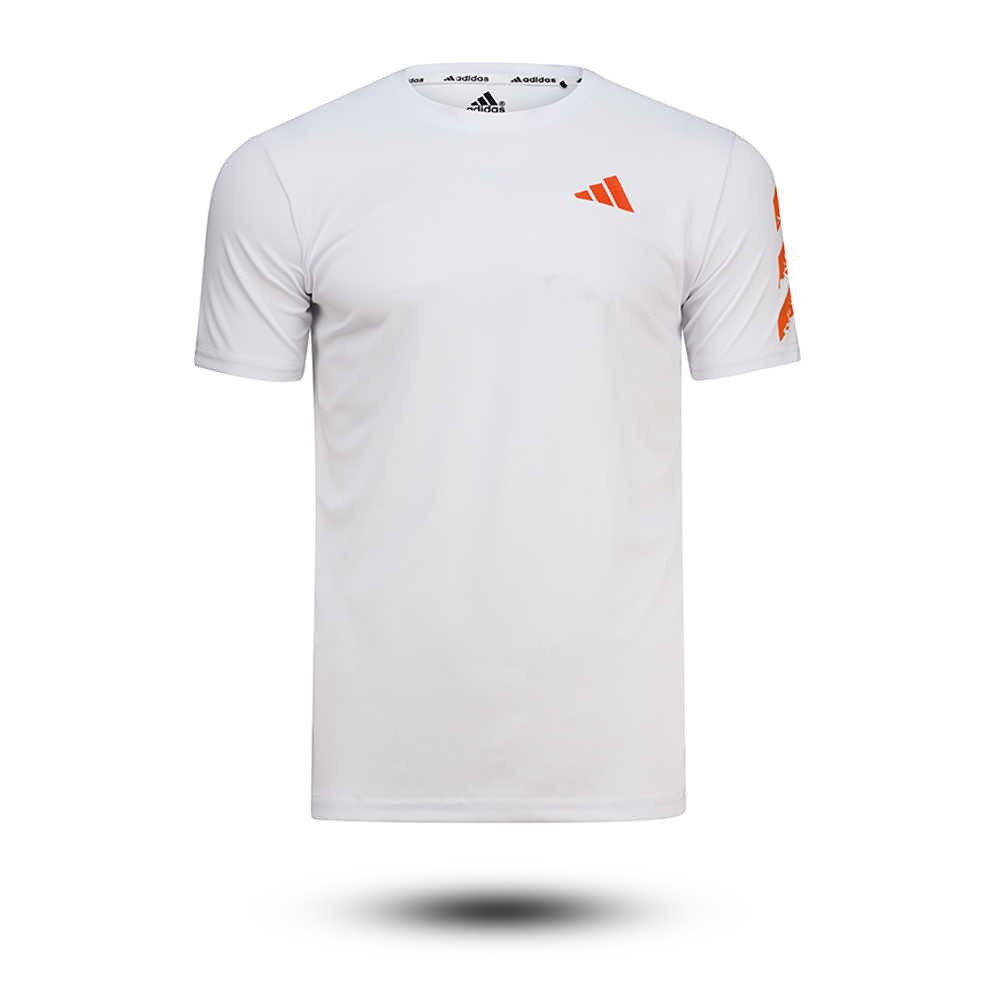 Mesh Half Sleeve T-Shirt For Men - White - CA-401