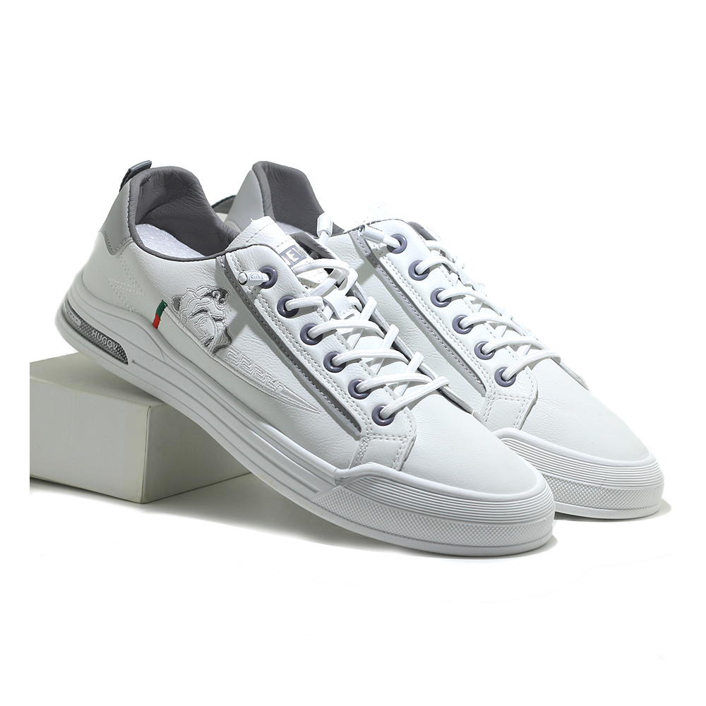 Pu Leather Sneaker Shoe For Men - White - MSK 426