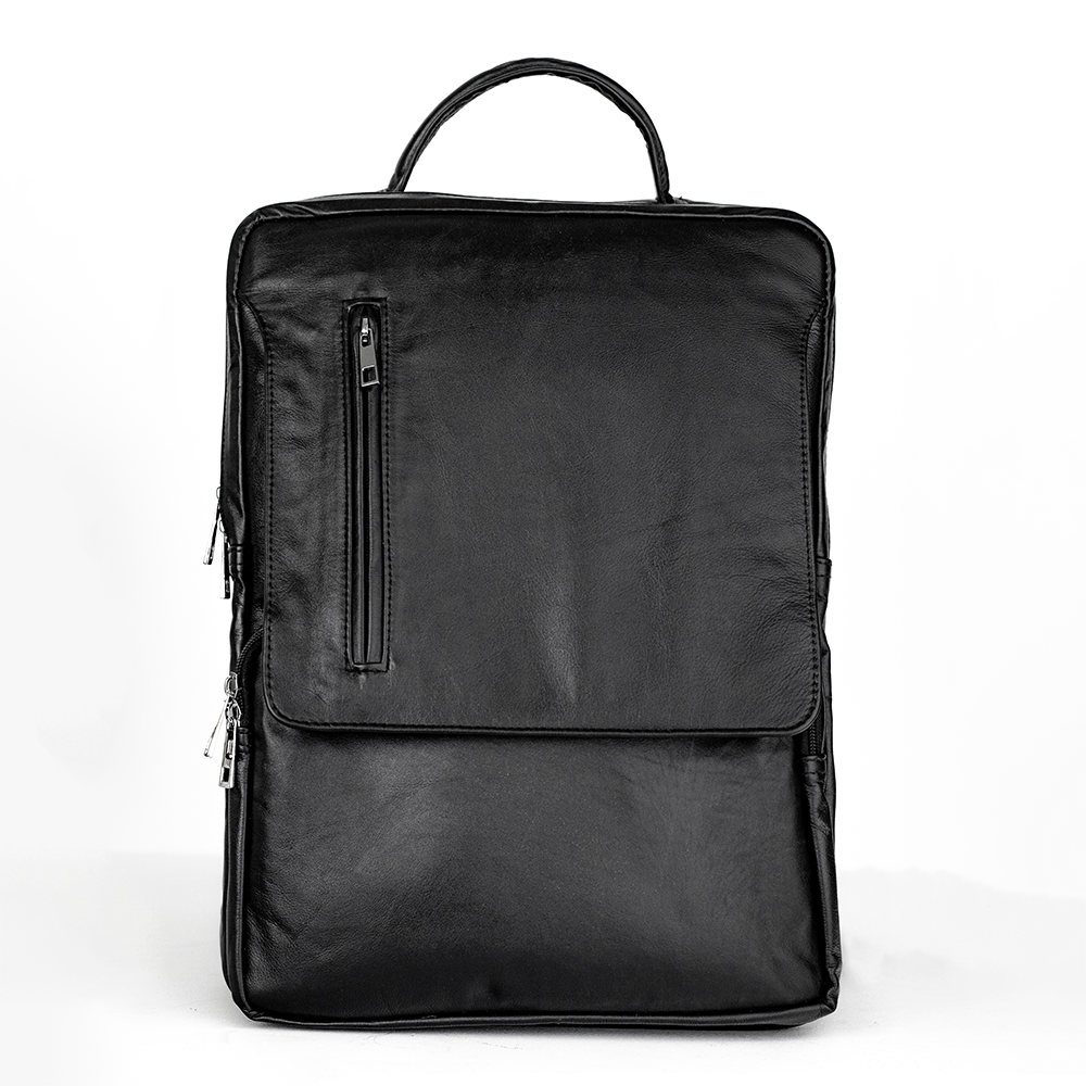 Leather Backpack Bag For Men - Black - BP-1004