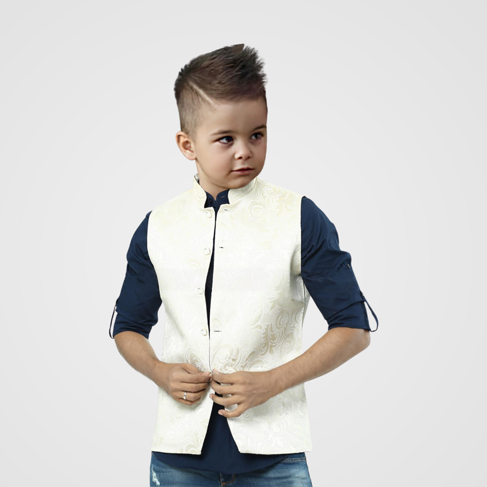 Synthetic Casual Koti For Baby Boy - White - 10