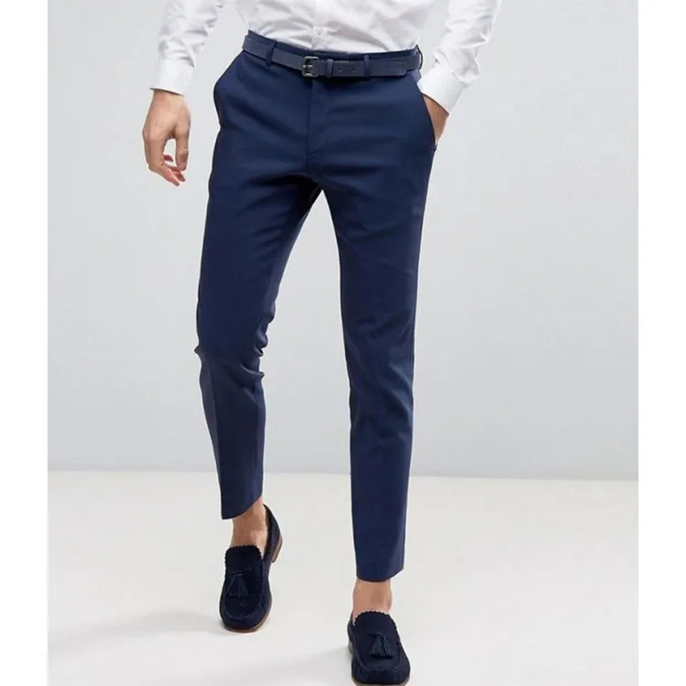 Cotton Semi Stretched Chinos Gabardine Pant For Men - Navy - PGS003