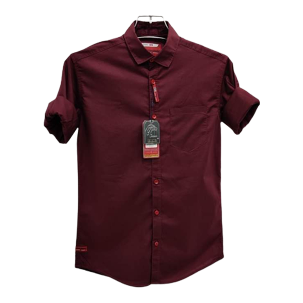 Oxford Cotton Full Sleeve Shirt For Men - Maroon - OP75