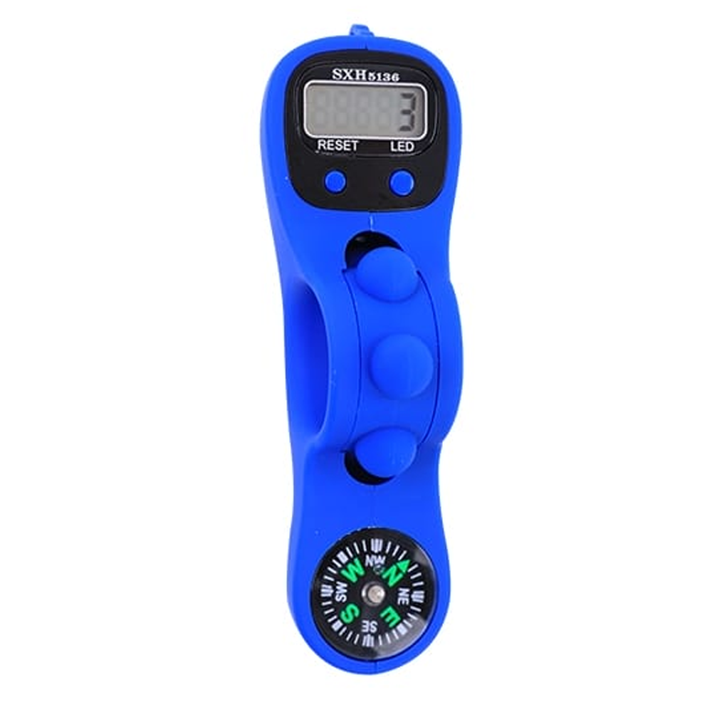 Digital Count Tashbih with Qibla Compass - Blue - 3973