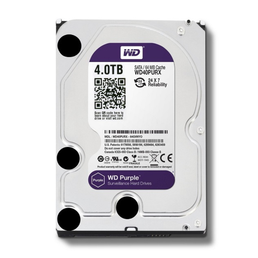 Western Digital 4TB Purple Surveillance HDD - White