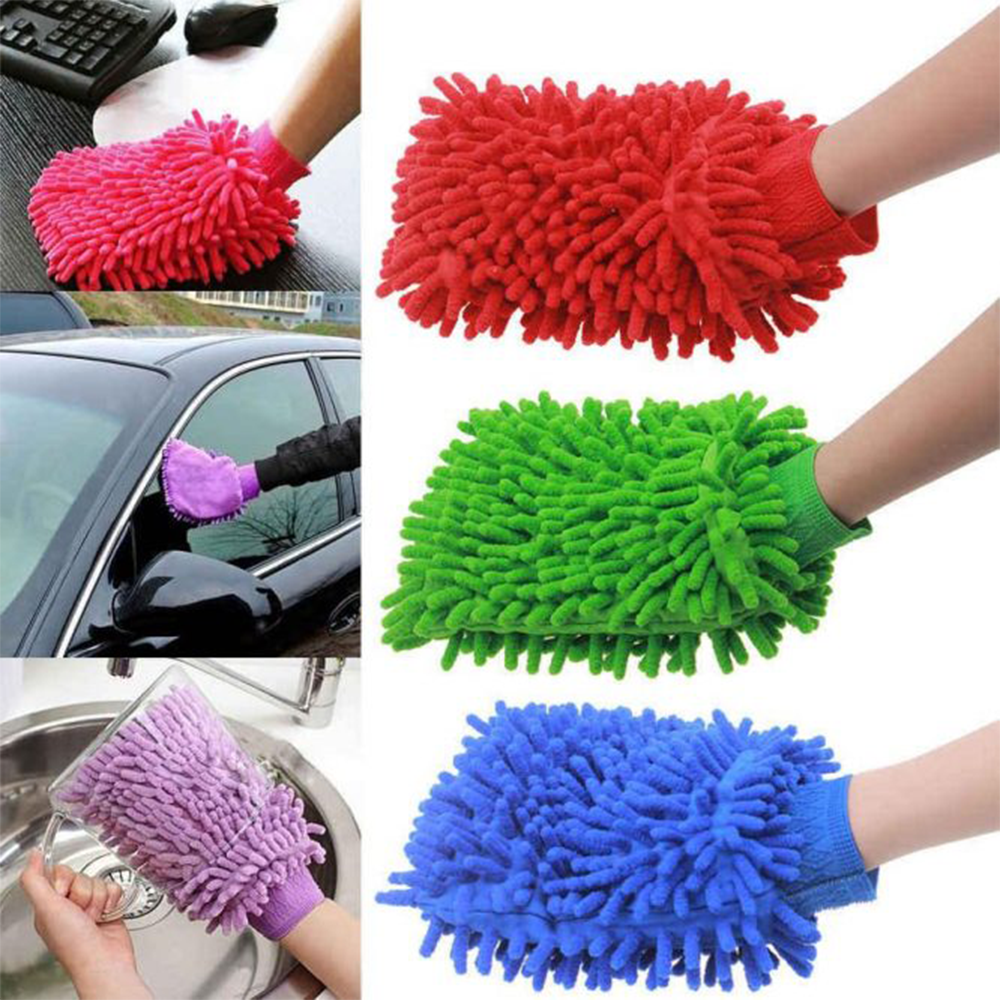 Microfiber Gloves For Bike or Car Wash - Multicolor - 1 Piece