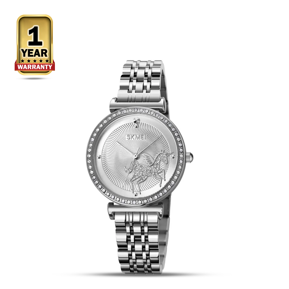 SKMEI 1686 Stainless Steel Analog Watch For Women - White and Silver