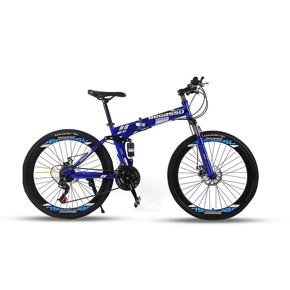 Begasso 26" Inch Spoke Rim Folding Bicycle - Blue