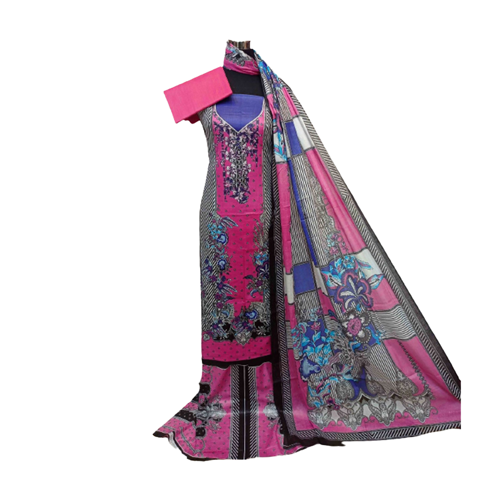 Unstitched Cotton Salwar Kameez for Women - Multicolor - 3R-K5