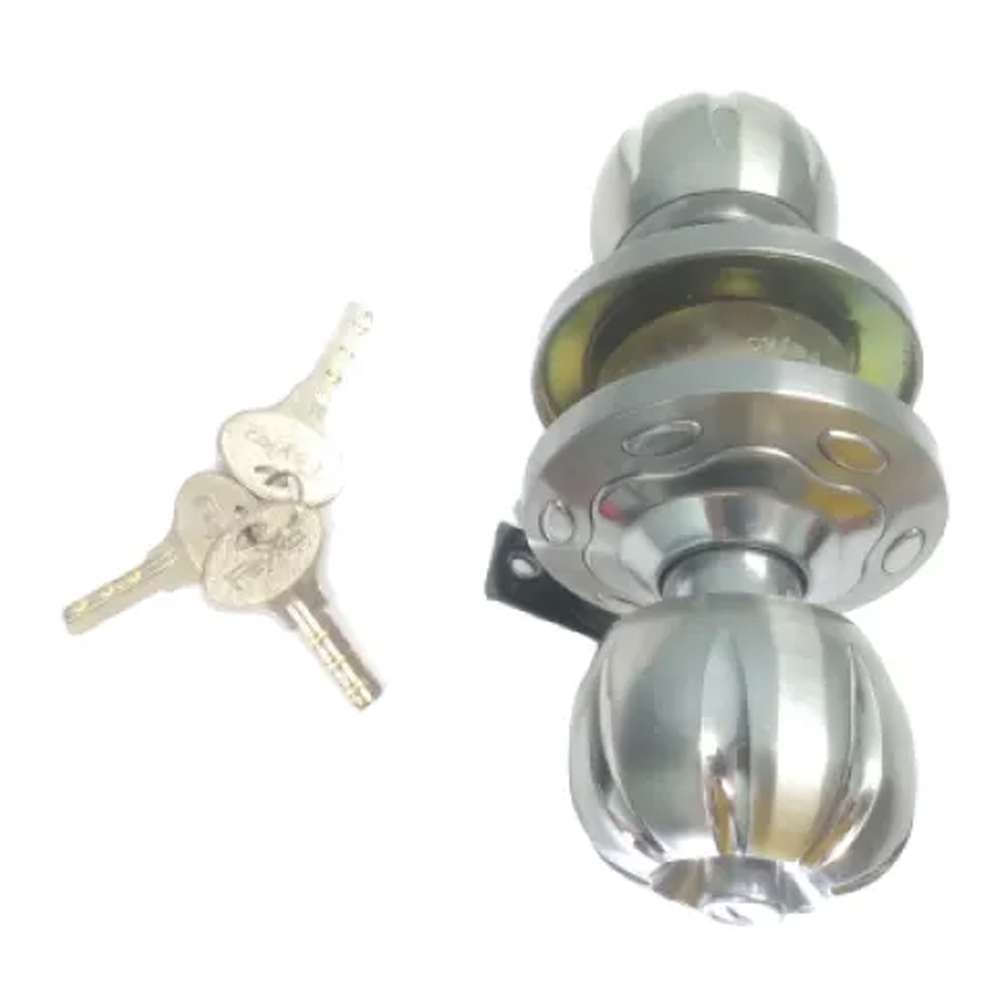 Round Door Knob with 3 Keys - Silver