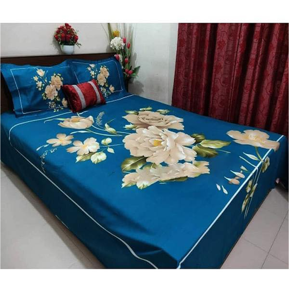 Panel Cotton King Size Bedsheet With Pillow Cover - Multicolor - 192417