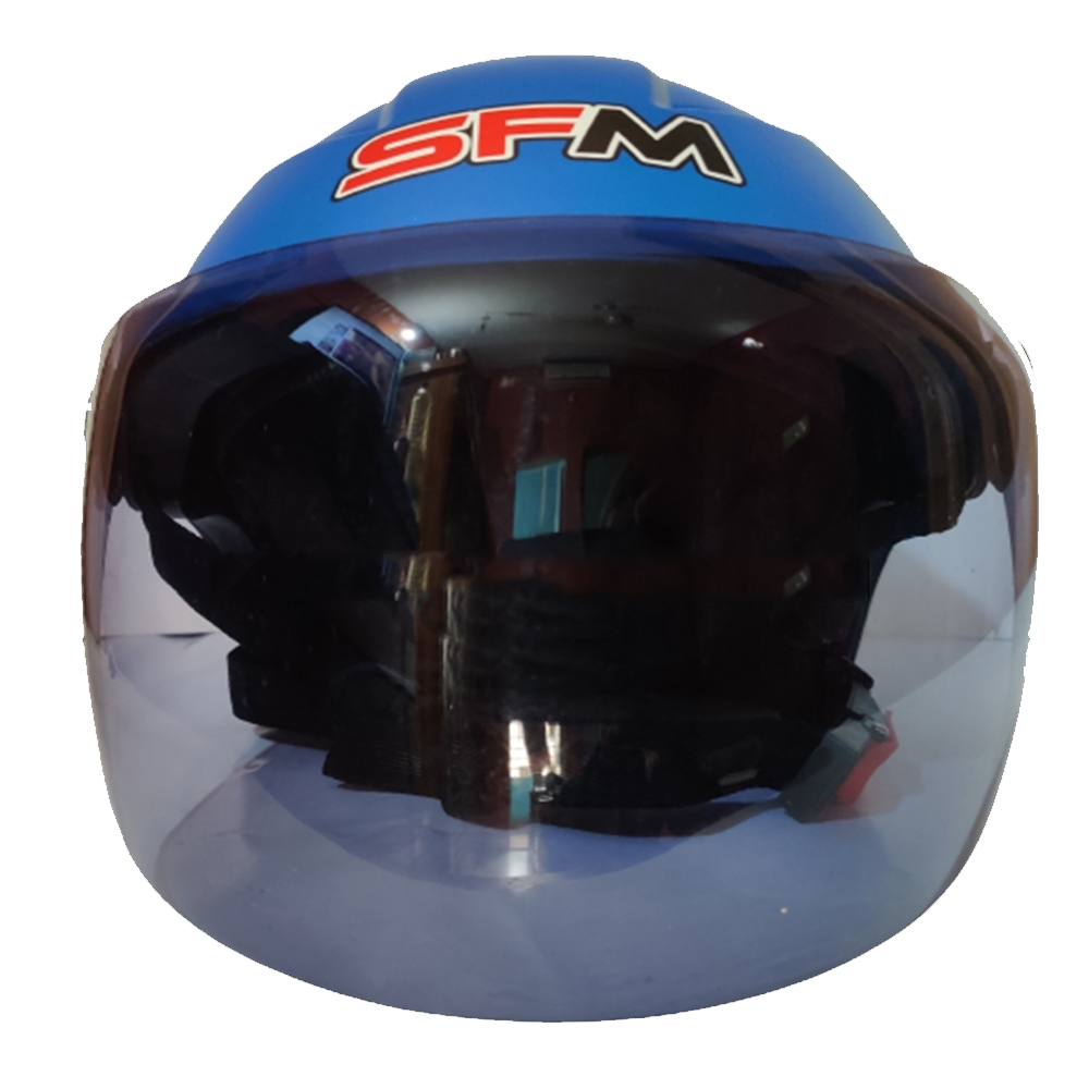 Sfm Open Face Half Helmet With Black Glass