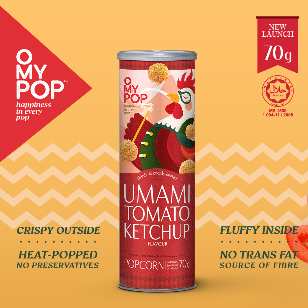 O MY POP Umami Tomato Ketchup Flavor Popcorn - 70gm