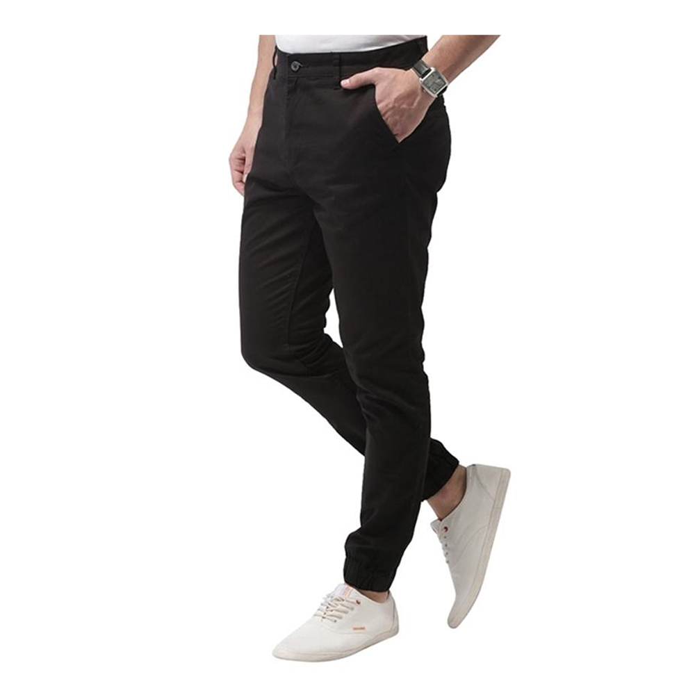 Cotton Chinos Gabardine Pant For Men - Deep Black - NZ-3140