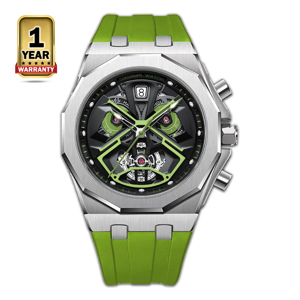 Poedagar 920 Quartz Wrist Watch For Men - Parrot Green and Black