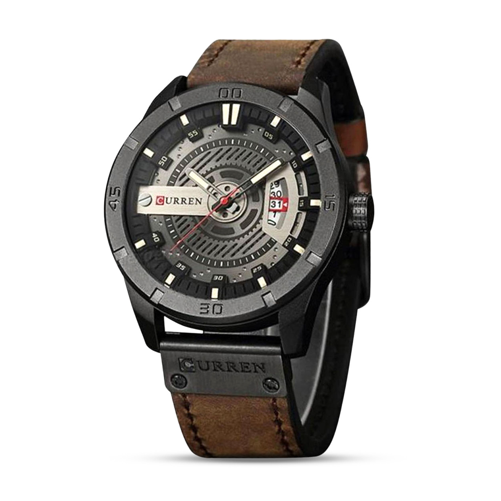 Curren 8301 Analog Watch For Men - Black and Chocolate 