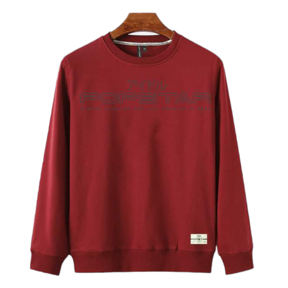  Cotton Premium Full Sleeve Sweatshirt for Men - Maroon - S001