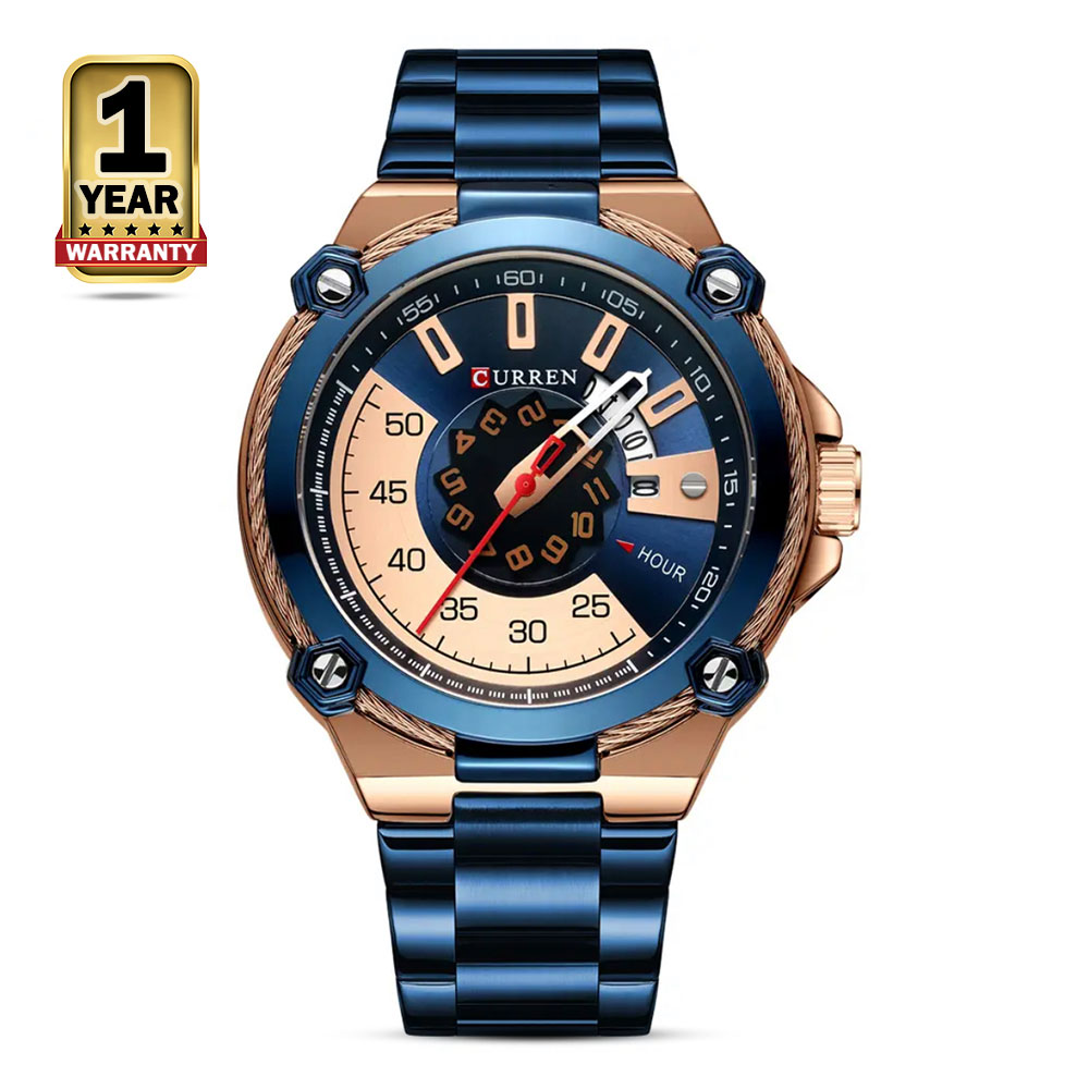 Curren 8345 Stainless Steel Analog Watch For Men Navy Blue