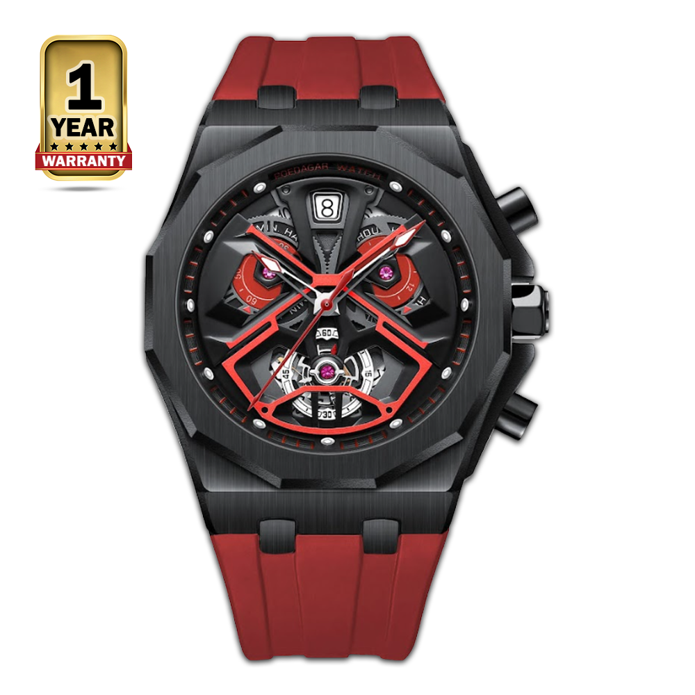 Poedagar 920 Quartz Wrist Watch For Men - Red and Black