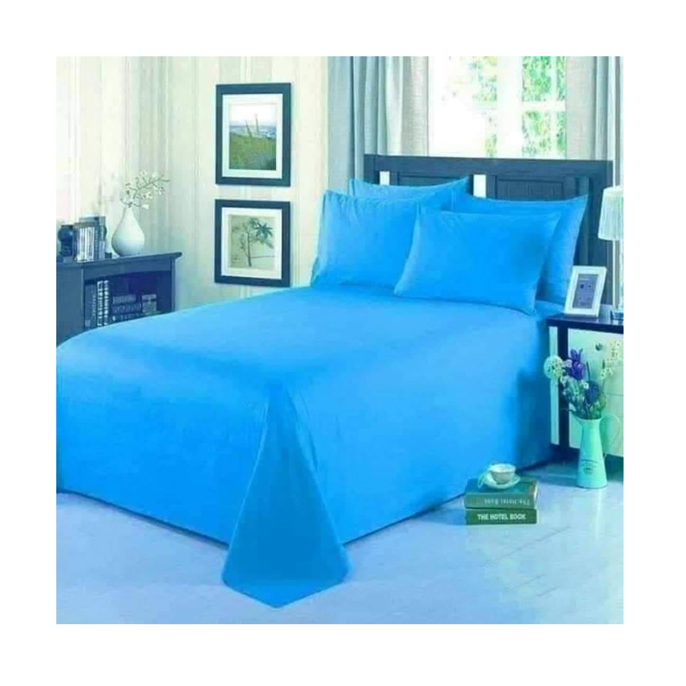 King Size Cotton Panel Bedsheet - ST-054 - Blue