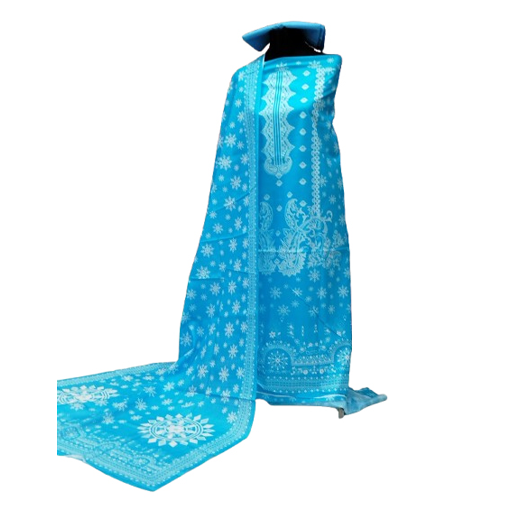 Unstitched Swiss Cotton Digital Printed Salwar Kameez For Women - Blue - 3A-T25