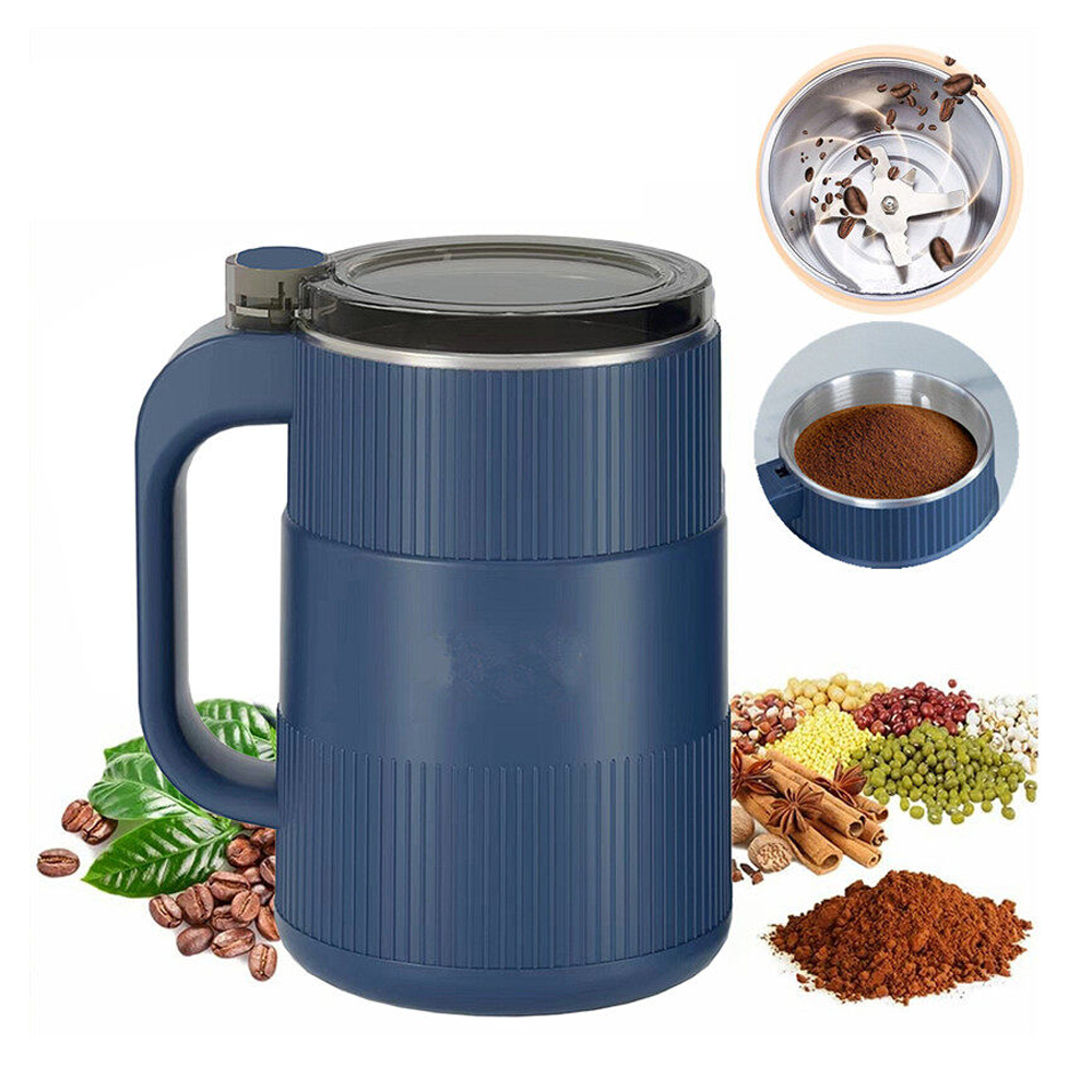 Stainless Steel Electric Small Coffee Grinder Spice Powder Grinding Machine - Navy Blue