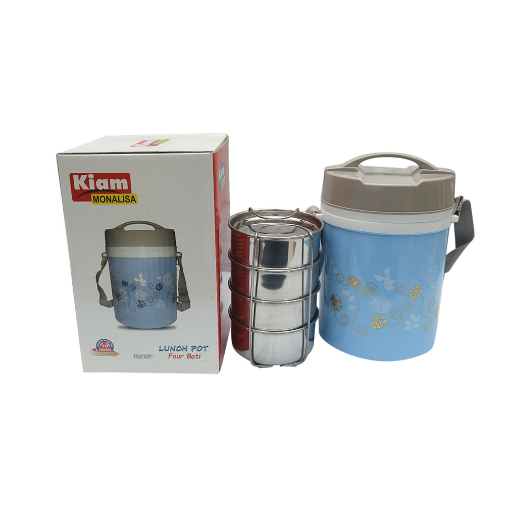 Kiam Steel Hot Tiffin Carrier Lunch Pot 4 Bati Monalisa