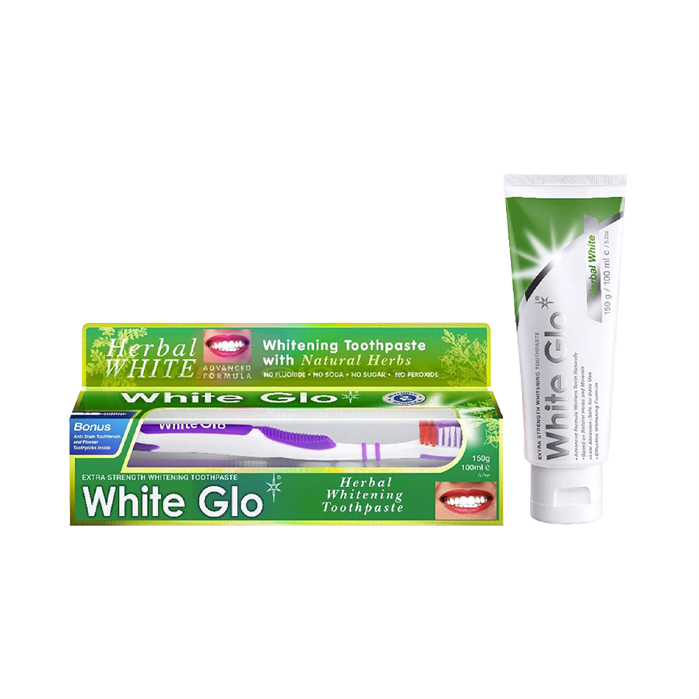 White Glo Herbal Whitening Toothpaste - 150gm - RTS-44