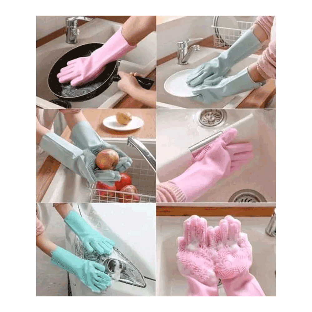 Silicone Dish Washing Hand Gloves - Multicolor
