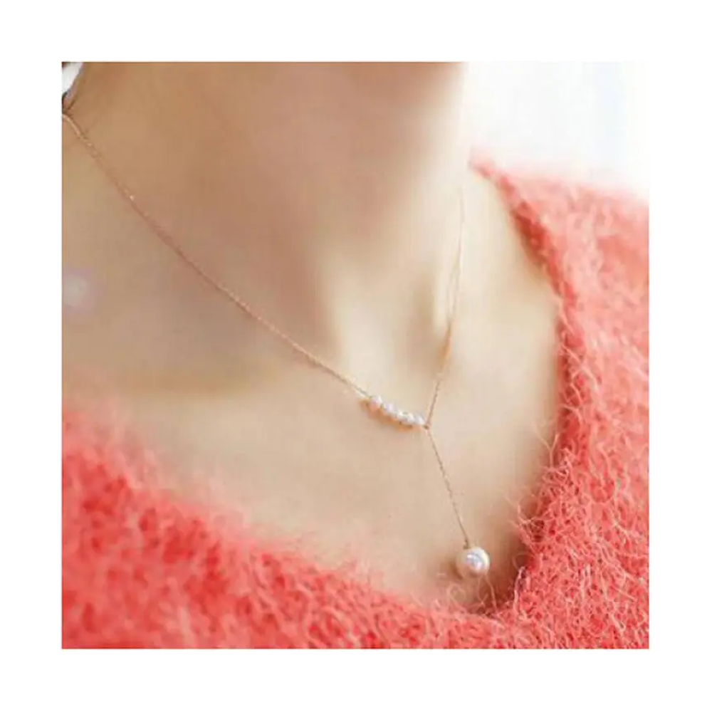 Pearl Imitation Necklace For Women - Golden