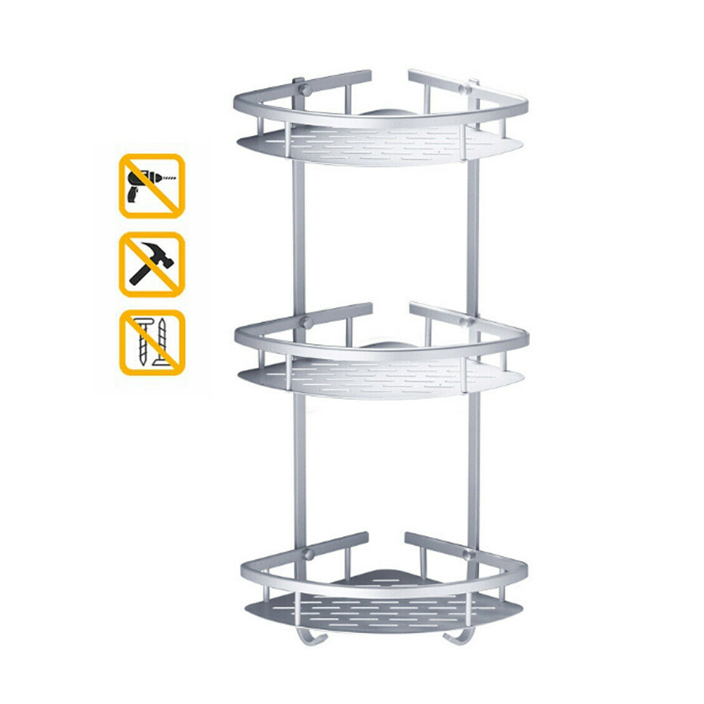 3 Tier Stainless Steel Silver Wall Mount Shelf Bathroom